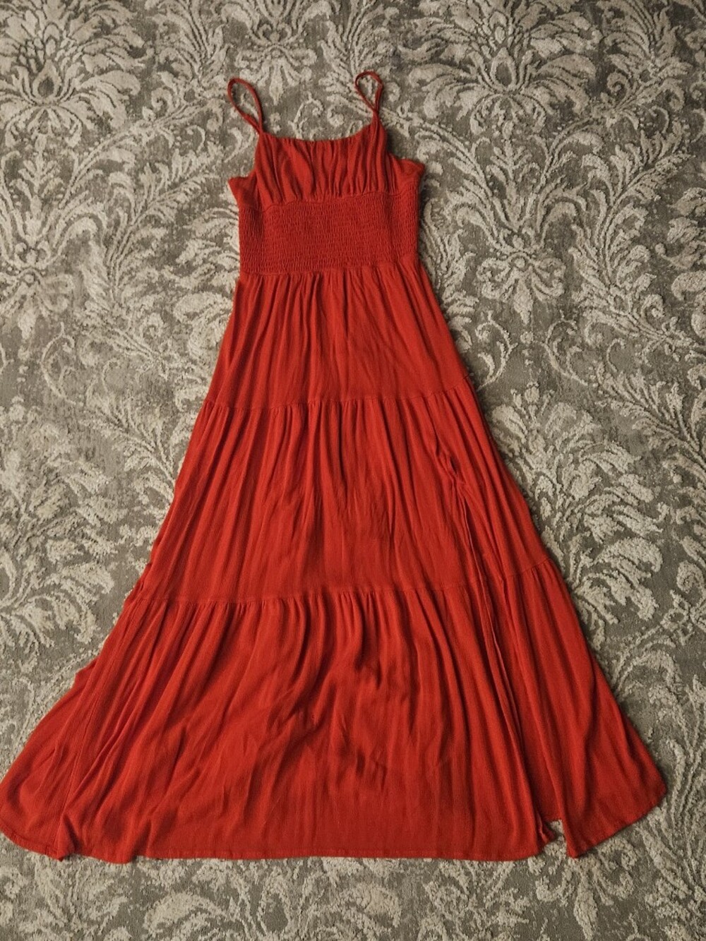 Shein Red Smocked Maxi Dress with Spaghetti Straps